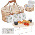 Picnic Basket Set For 2 - Wicker Insulated Picnic Basket Waterproof